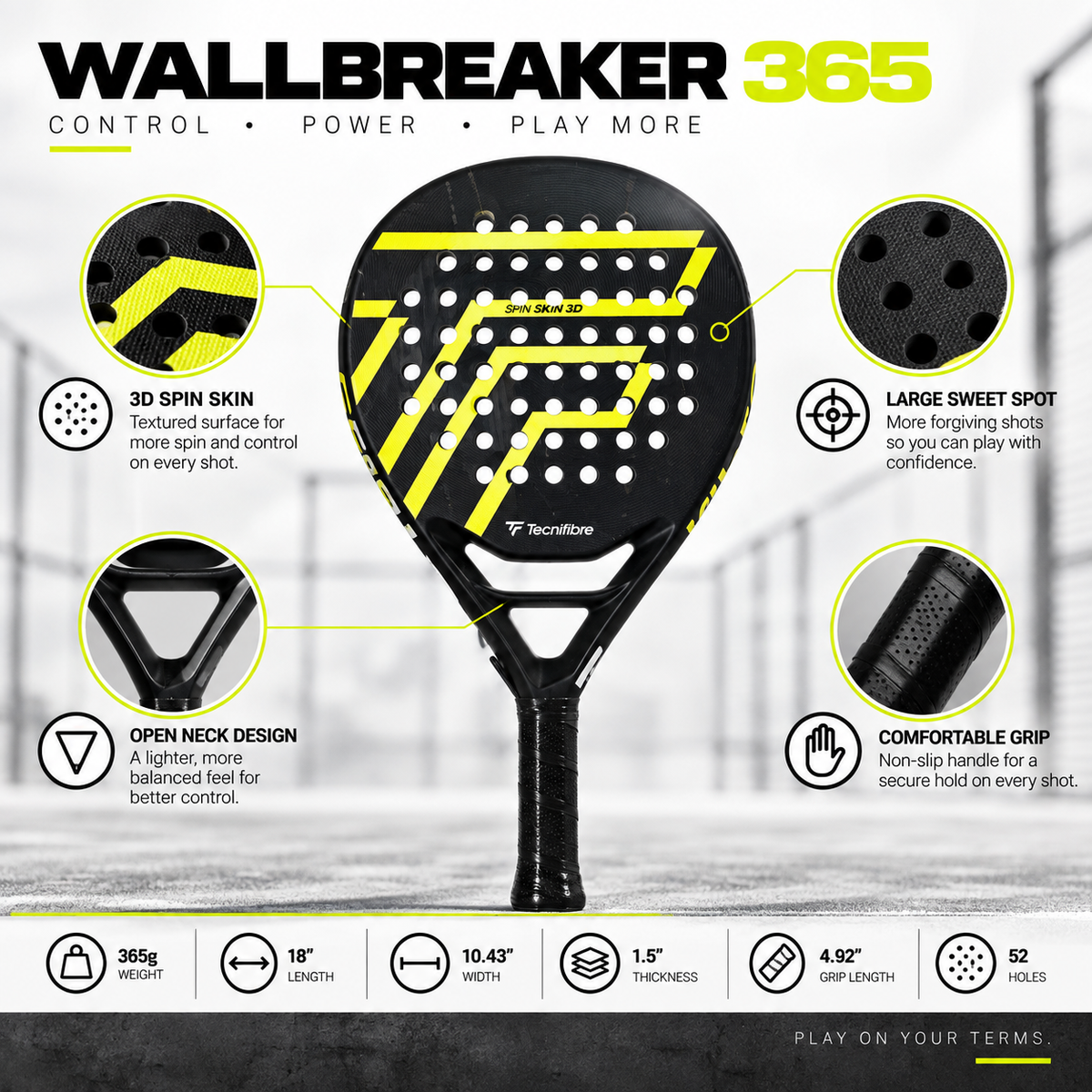 Tecnifibre Wall Breaker 365 padel racket, view 2