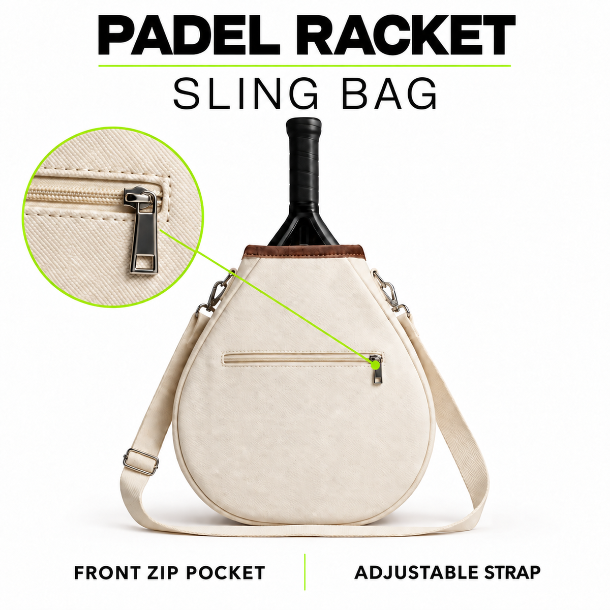 Padded padel racket sling bag, view 2