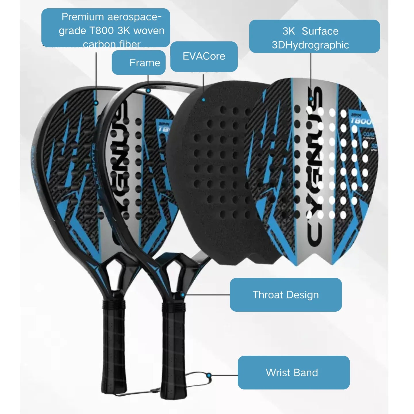 DUALE  FORCE II .T800 Padel Racket ,Power and Control, Hybrid Padel for Intermediate and Advanced players