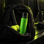 Padel ball pressuriser packed in a padel backpack with racket and balls #Color_Green