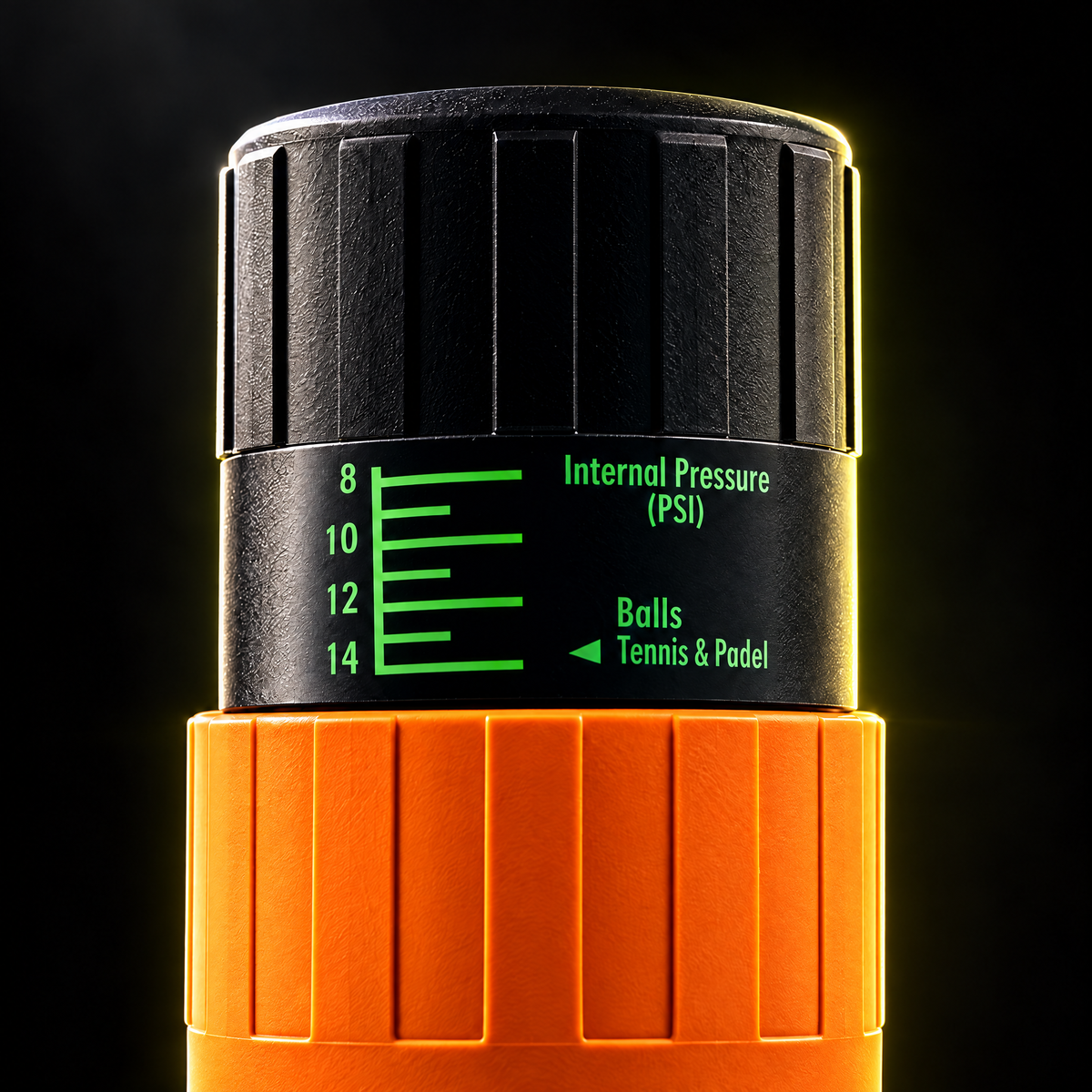 Close-up of the orange pressuriser pressure indicator and cap #Color_Orange