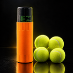 Orange 4-ball padel ball pressuriser with four padel balls #Color_Orange