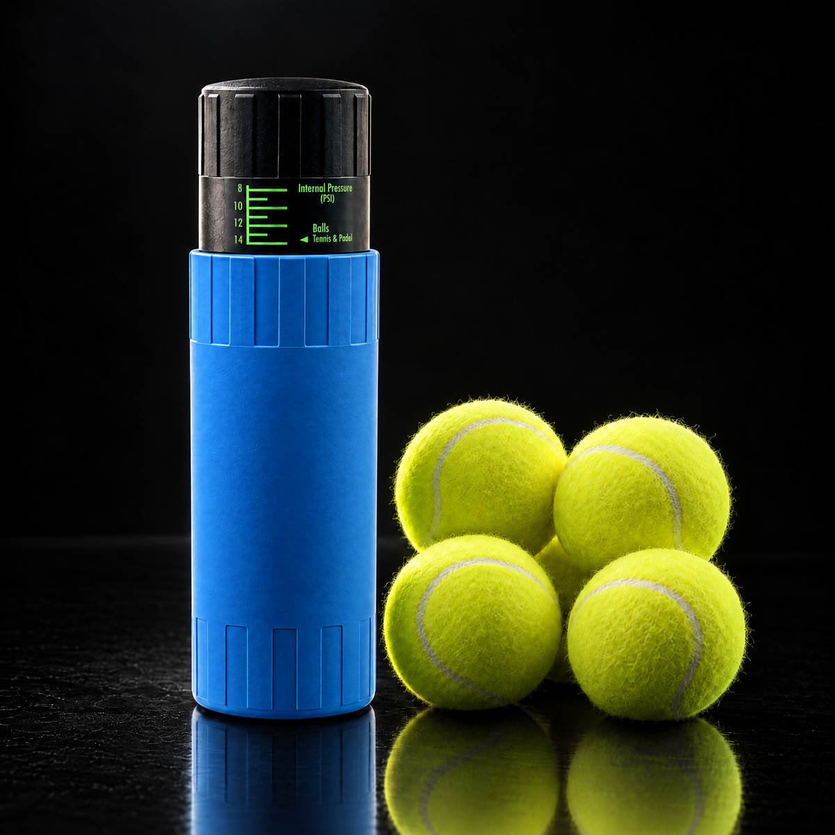 Blue 4-ball padel ball pressuriser with four padel balls #Color_Blue